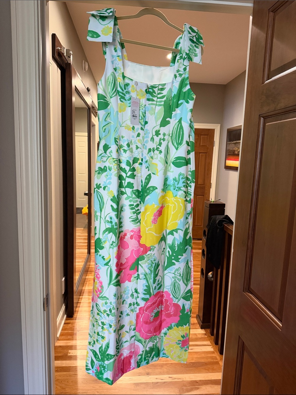 Lilly Pulitzer Bernice Maxi Green, Pink & Yellow Floral Tie-Shoulder Maxi Dress - Picture 2 of 9